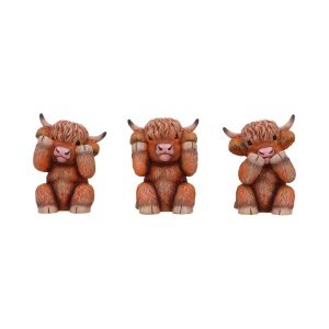 Three Wise Highland Cows 9.6cm…